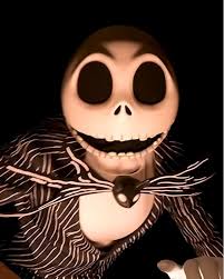 Close-up van Jack Skellington uit The Nightmare Before Christmas tijdens Halloween in Disneyland Paris