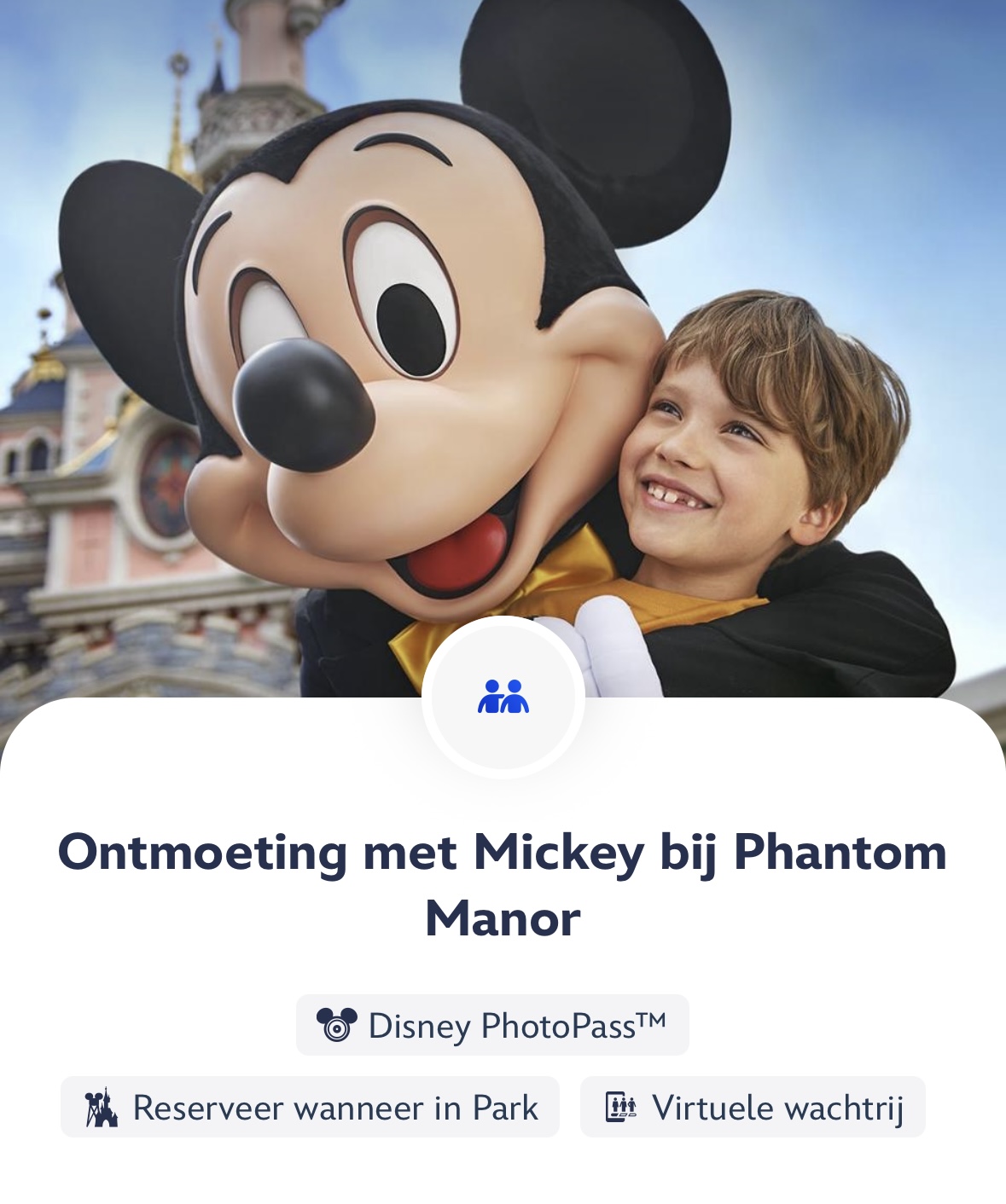 Virtuele wachtrij voor Mickey bij Phantom Manor zichtbaar in de Disneyland Paris-app